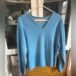 Dakini V-Neck Blue Sweater for Women XL